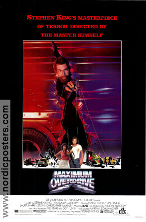 Maximum Overdrive 1986 movie poster Emilio Estevez Laura Harrington Stephen King Music: ACDC Cars and racing