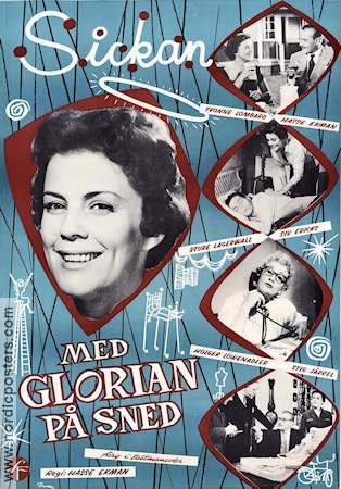 Med glorian på sned 1957 movie poster Sickan Carlsson Hasse Ekman