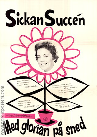 Med glorian på sned 1957 movie poster Sickan Carlsson Hasse Ekman Flowers and plants