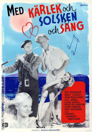 Med kärlek och solsken och sång 1948 movie poster Åke Söderblom Bengt Logardt Anne-Marie Aaröe Per Grunvall Beach