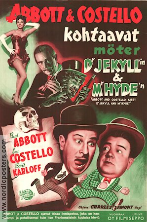 Meet Dr Jekyll and Mr Hyde 1954 movie poster Abbott and Costello Boris Karloff Helen Westcott Poster from: Finland