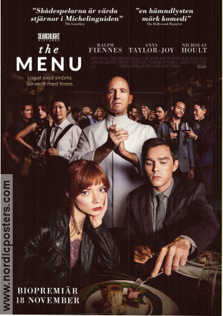 The Menu 2022 movie poster Ralph Fiennes Anya Taylor-Joy Nicholas Hoult Mark Mylod Food and drink