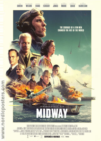 Midway 2019 movie poster Ed Skrein Patrick Wilson Woody Harrelson Roland Emmerich War Ships and navy