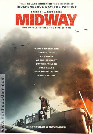 Midway 2019 movie poster Ed Skrein Patrick Wilson Woody Harrelson Roland Emmerich War Ships and navy