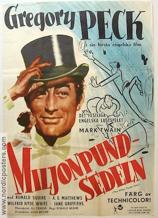 The Million Pound Note 1954 movie poster Gregory Peck Money