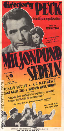 Miljonpundsedeln 1954 poster Gregory Peck Jane Griffith Ronald Squire Ronald Neame Pengar