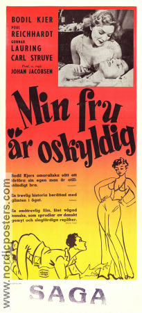 Min kone er uskyldig 1950 movie poster Poul Reichhardt Bodil Kjer Gunnar Lauring Johan Jacobsen Denmark