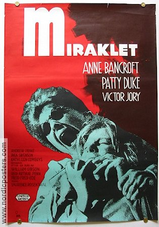 The Miracle Worker 1962 movie poster Anne Bancroft Patty Duke Victor Jory Inga Swenson Andrew Prine Arthur Penn