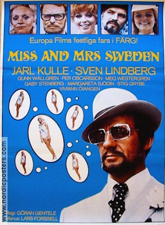 Miss and Mrs Sweden 1969 movie poster Jarl Kulle Sven Lindberg Margareta Sjödin Gunn Wållgren Meg Westergren Göran Gentele Writer: Lars Forssell Glasses Cult movies