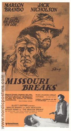 The Missouri Breaks 1976 movie poster Marlon Brando Jack Nicholson Randy Quaid Arthur Penn