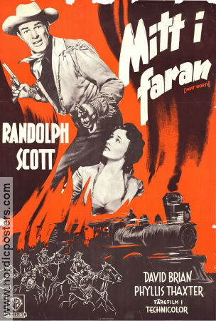 Fort Worth 1951 movie poster Randolph Scott Phyllis Thaxter David Brian Edwin L Marin Trains