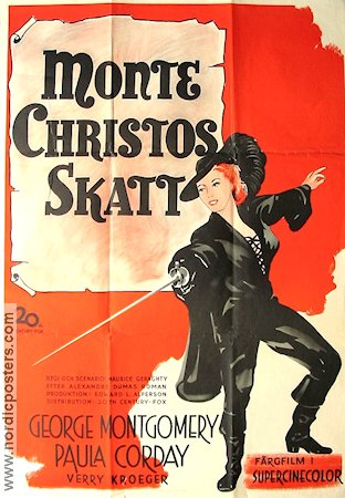The Sword of Monte Cristo 1952 movie poster Paula Corday George Montgomery Sword and sandal