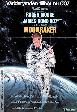 Moonraker 1979 movie poster Roger Moore Richard Kiel Lois Chiles Michael Lonsdale Lewis Gilbert