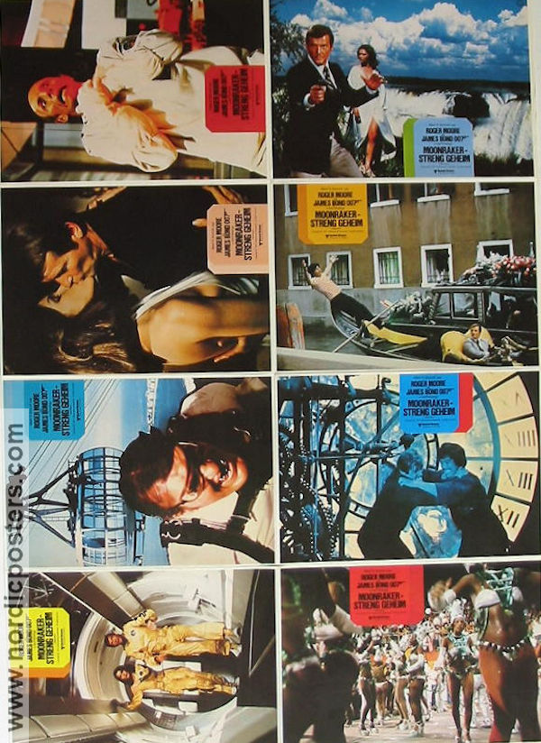 Moonraker 1979 lobby card set Roger Moore Richard Kiel Lois Chiles Michael Lonsdale Lewis Gilbert