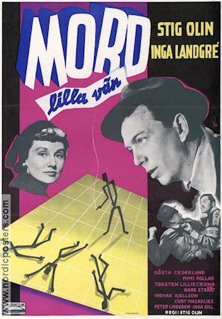 Mord lilla vän 1955 movie poster Inga Landgré Gösta Cederlund Peter Lindgren Torsten Lilliecrona Ingvar Kjellson Stig Olin