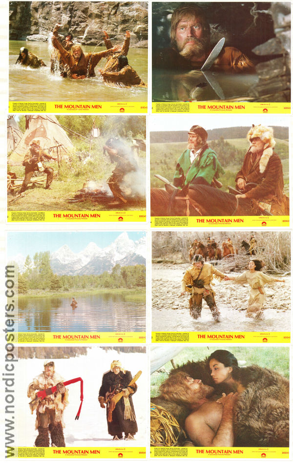 The Mountain Men 1980 lobby card set Charlton Heston Brian Keith Victoria Racimo Richard Lang