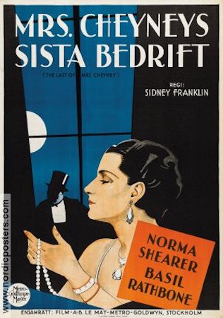 The Last of Mrs Cheyney 1929 movie poster Norma Shearer Basil Rathbone