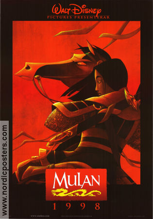 Mulan 1998 poster Ming-Na Wen Tony Bancroft Animerat Asien Konstaffischer