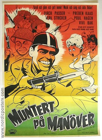 Muntert på manöver 1960 movie poster Dirch Passer Stan Getz Quartet Denmark