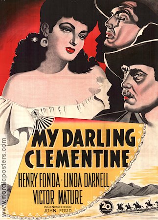 My Darling Clementine 1947 movie poster Henry Fonda Linda Darnell Victor Mature John Ford
