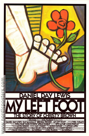 My Left Foot 1989 movie poster Daniel Day-Lewis Brenda Fricker Alison Whelan Jim Sheridan Artistic posters
