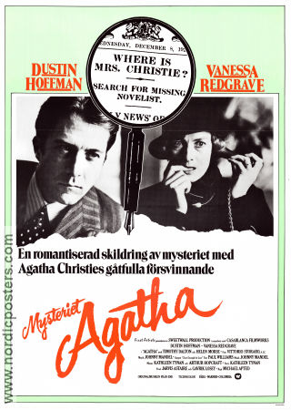 Agatha 1979 movie poster Dustin Hoffman Vanessa Redgrave Timothy Dalton Michael Apted Writer: Agatha Christie