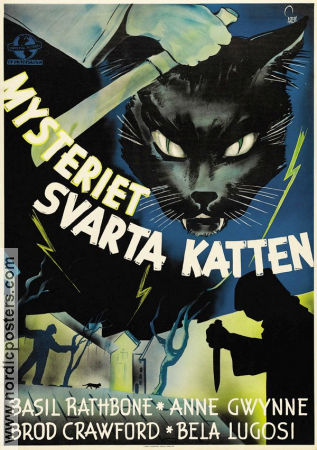 The Black Cat 1941 movie poster Basil Rathbone Bela Lugosi Hugh Herbert Broderick Crawford Albert S Rogell