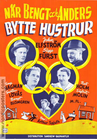 När Bengt och Anders bytte hustrur 1950 movie poster John Elfström Sigge Fürst Rut Holm Emy Hagman Arthur Spjuth