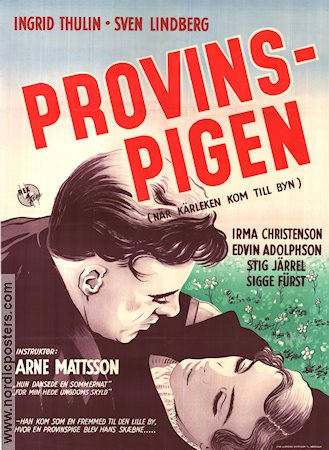 När kärleken kom till byn 1950 poster Sven Lindberg Edvin Adolphson Ingrid Thulin Arne Mattsson Romantik