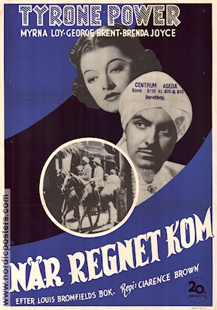 När regnet kom 1939 poster Tyrone Power Myrna Loy George Brent Clarence Brown