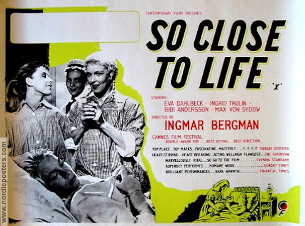 Brink of Life 1958 movie poster Eva Dahlbeck Ingrid Thulin Bibi Andersson Barbro Hiort af Ornäs Erland Josephson Max von Sydow Ingmar Bergman