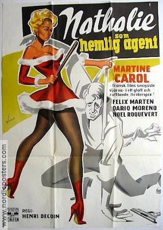 Nathalie som hemlig agent 1960 movie poster Martine Carol Poster artwork: Walter Bjorne Agents Ladies