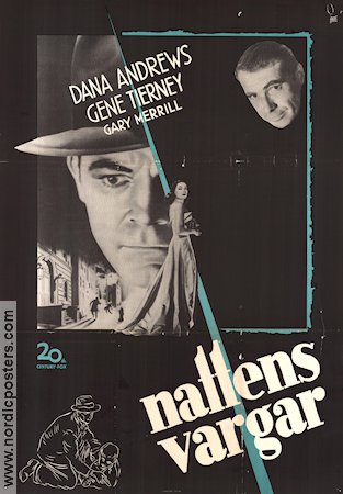 Where the Sidewalks Ends 1950 movie poster Dana Andrews Gene Tierney Gary Merrill Otto Preminger Film Noir