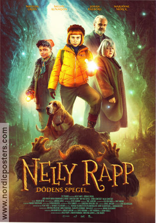 Nelly Rapp: Dödens spegel 2023 movie poster Julia Adolfsson Melvin Agnarson Anni Emilia Alentola Marianne Mörck Johan Rosell