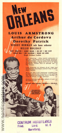 New Orleans 1947 movie poster Arturo de Cordova Dorothy Patrick Marjorie Lord Louis Armstrong Billie Holiday Woody Herman Arthur Lubin Jazz Musicals