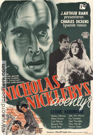 Nicholas Nickelbys äventyr 1947 poster Derek Bond Cedric Hardwicke Mary Merrall Alberto Cavalcanti Text: Charles Dickens