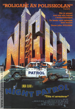 Night Patrol 1984 poster Linda Blair Pat Paulsen Jaye P Morgan Jackie Kong Bilar och racing Poliser