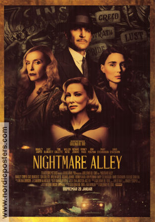 Nightmare Alley 2021 poster Bradley Cooper Cate Blanchett Toni Collette Guillermo del Toro