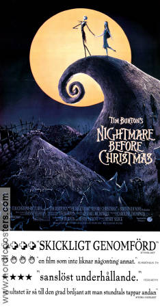 The Nightmare Before Christmas 1993 movie poster Henry Selick Music: Danny Elfman Writer: Tim Burton Musicals Animation Holiday