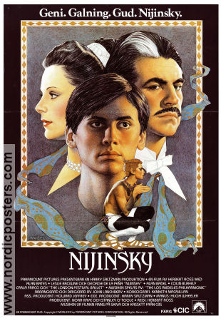 Nijinsky 1980 movie poster Alan Bates George DeLa Pena Leslie Browne Herbert Ross Poster artwork: Richard Amsel Ballet