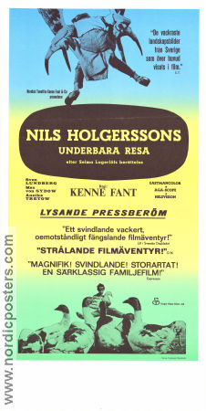 Nils Holgerssons underbara resa 1962 movie poster Sven Lundberg Max von Sydow Annika Tretow Kenne Fant Writer: Selma Lagerlöf Birds