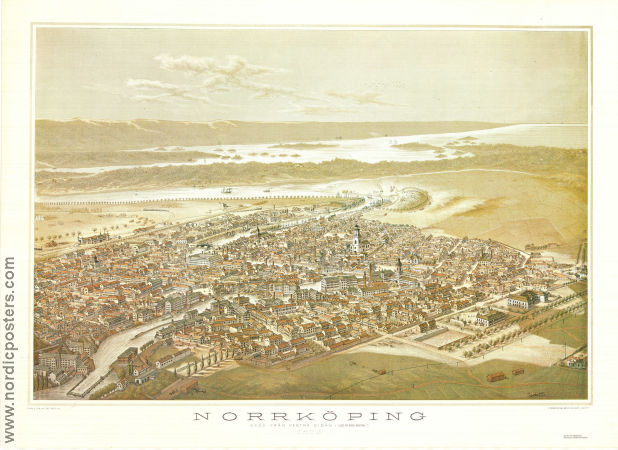 Norrköping 1873 Vestra sidan 1940 poster Karta