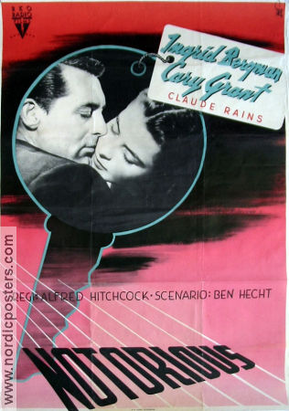 Notorious 1946 movie poster Ingrid Bergman Cary Grant Claude Rains Alfred Hitchcock