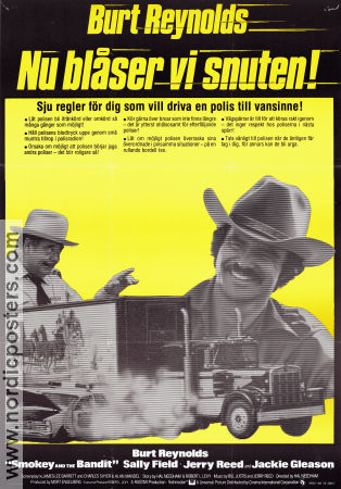 Smokey and the Bandit 1977 movie poster Burt Reynolds Sally Field Jackie Gleason Hal Needham Cars and racing Police and thieves