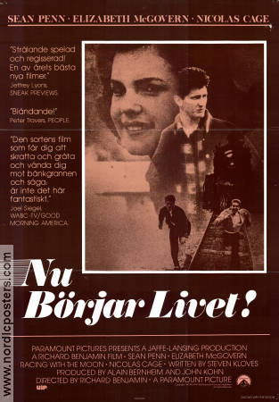 Nu börjar livet 1984 poster Sean Penn Nicolas Cage Elizabeth McGovern Richard Benjamin