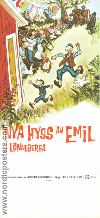 Nya hyss av Emil i Lönneberga 1972 movie poster Jan Ohlsson Lena Wisborg Allan Edwall Olle Hellbom Writer: Astrid Lindgren Poster artwork: Björn Berg