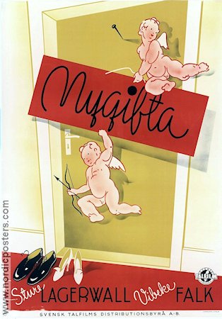 Nygifta 1941 movie poster Sture Lagerwall Vibeke Falk Eric Rohman art