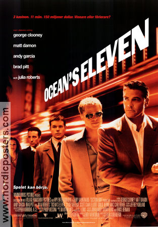 Ocean´s Eleven 2001 movie poster George Clooney Matt Damon Julia Roberts Steven Soderbergh Gambling