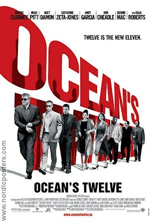 Ocean´s Twelve 2004 movie poster George Clooney Brad Pitt Julia Roberts Steven Soderbergh Gambling