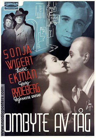 Ombyte av tåg 1943 movie poster Sonja Wigert Georg Rydeberg Hasse Ekman Trains